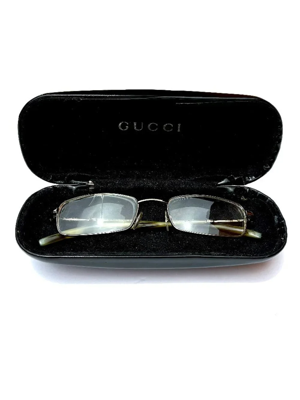 VTG Gucci GG1741 9B9 Eyeglass Frames, Gunmetal with Case, Italy